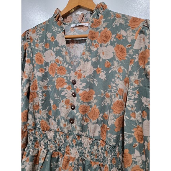 Cupshe Cottagecore Ditsy Floral Peasant‎ Long Sleeve Knee Length Dress M - Picture 4 of 9